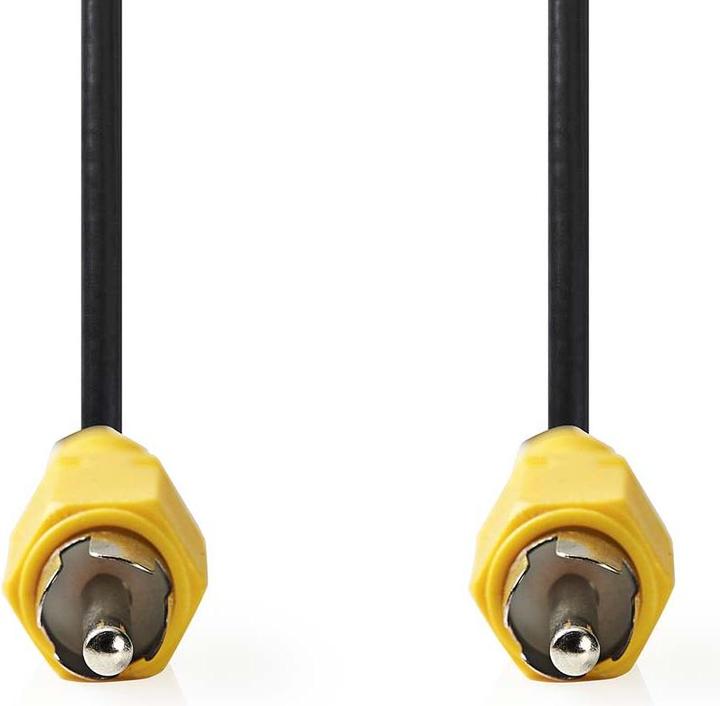 Actual product image Nedis Composite video cable | RCA | RCA | Nickel-plated | 480p | 5.00 m | Round | PVC | Black | Label (5 m, Cinch)