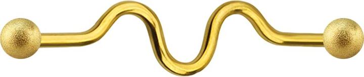 Star Piercing Barbell vergoldet zig zag mit zwei Kugeln gesprenkelt (Chirurgenstahl 316L)