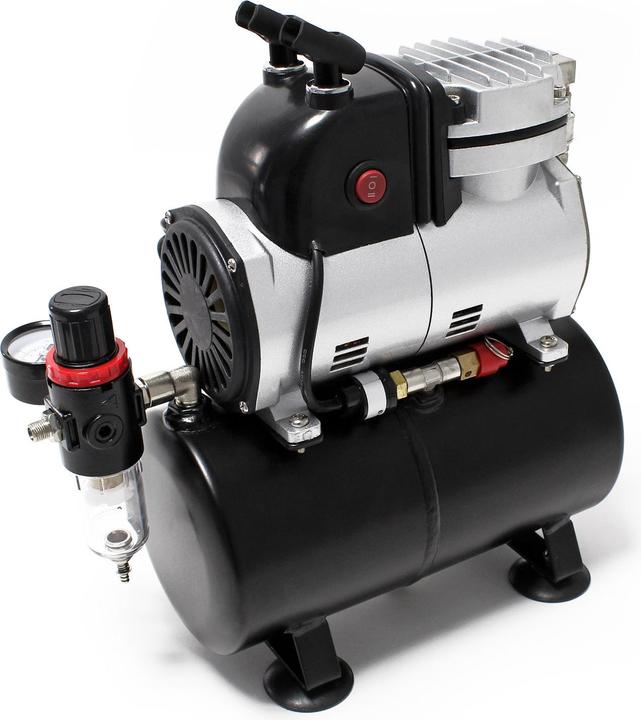 Wiltec Airbrush Kompressor AF189 Lufttank Wasserabscheider Druckminderer Manometer