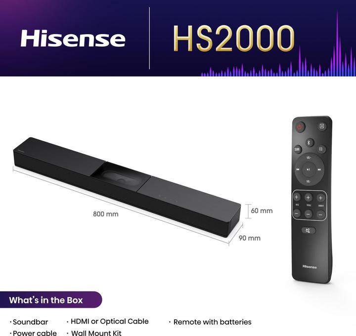 Image du produit Hisense HS2000 (240 W, Canal 2.1)