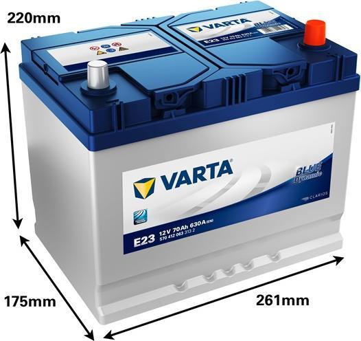 Image du produit Varta Blue Dynamic E23 (12 V, 70 Ah, 630 A)