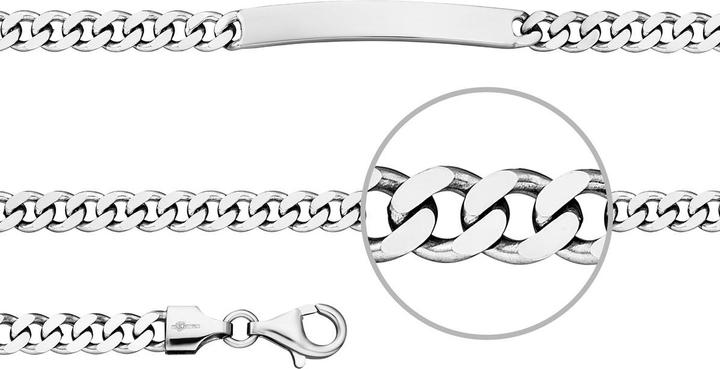 Der Kettenmacher Panzer Gravurarmband Silber Diamantiert 5 mm 21 cm (21 cm, Silber)