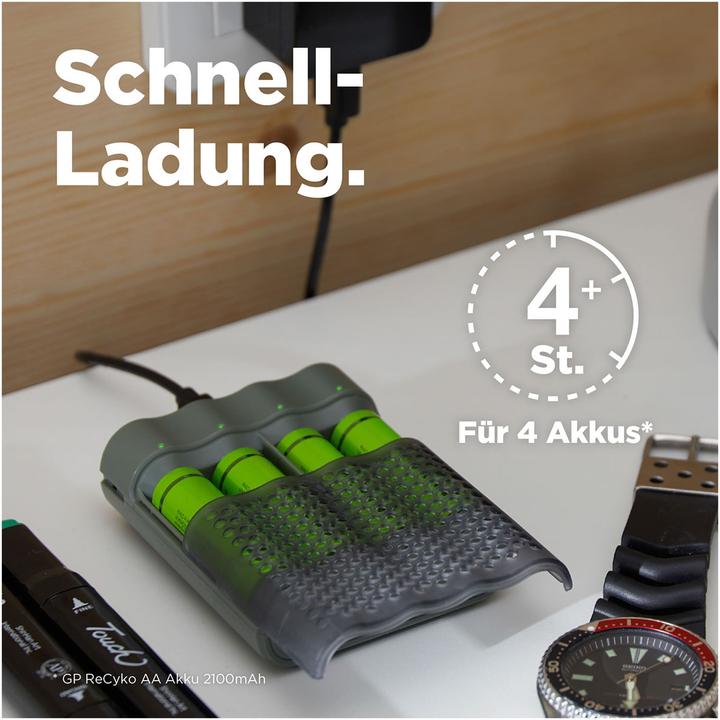 Actual product image GP Batteries ReCyko M451/270 4-Port USB Ladegerät inkl.4xAA NiMh 2600mAh (5 pcs., AA, 2600 mAh, Rechargeable battery)