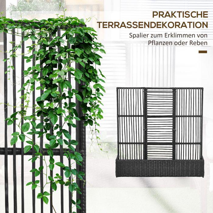Image du produit Swisshandel24 Lit surélevé en polyrotane avec treillis, bac à fleurs, bac à plantes, parterre de fleurs, noir