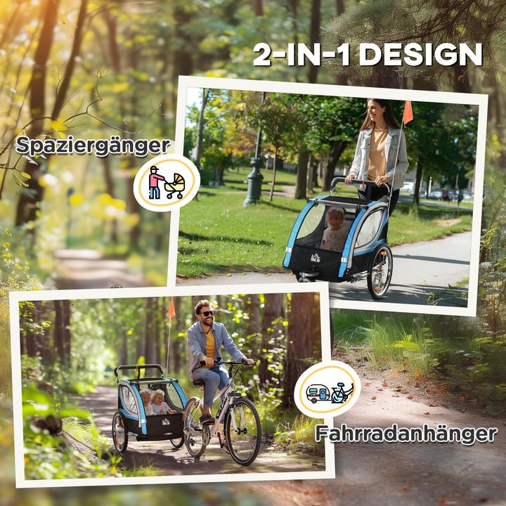 Immagine prodotto Homcom Rimorchio per bicicletta per bambini con borsa per riporre i bagagli