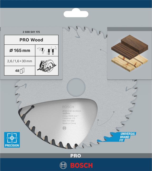 Immagine prodotto Bosch Professional Zubehör Lama per sega circolare PRO Wood, 165 x 2,6 x 30 mm