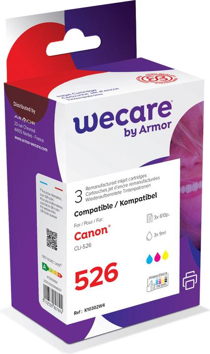 Wecare Multipack rebuilt CMY CLI-526PA zu Canon PIXMA iP 4850 3x9ml (CL)