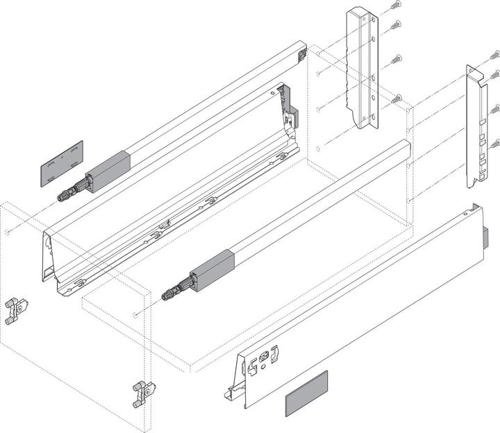 Actual product image Vasalat BLUM drawer runners TANDEM height 83 m. Rail 195mm 30kg, NL350 white KB1400mm