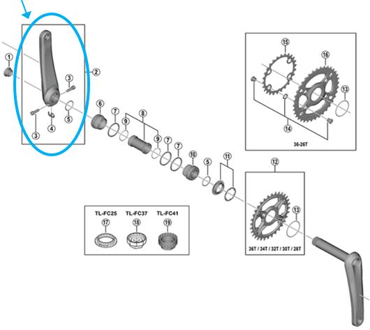 Actual product image Shimano Crank FC-M8100 left 175 mm (175 mm)