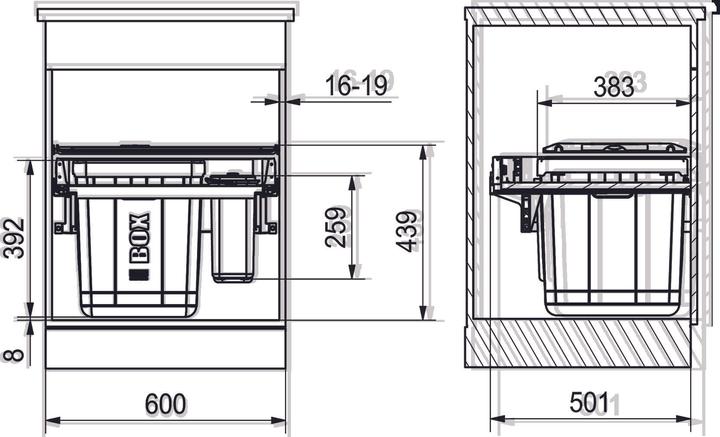 Actual product image Franke Sweepingsystem -Sorter Serie 350 H Composta 60 for BLUM Tandembo (40 l)