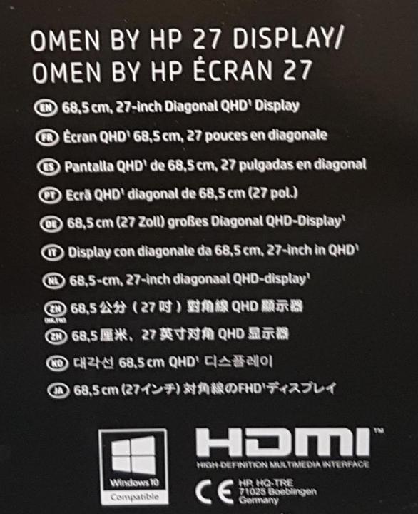 Produktbild HP Omen (2560 x 1440 Pixel, 27")