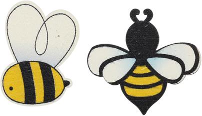 Actual product image Glorex Scatter bees, 8pcs wood assorted, 3,7x4,2x0,1cm