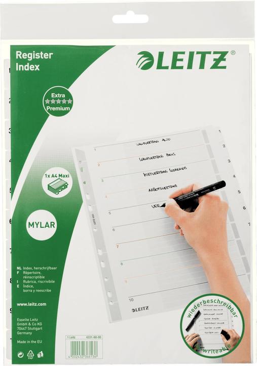 Image du produit Leitz Registre en plastique - réinscriptible