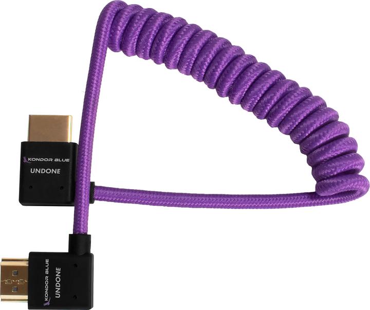 Produktbild Kondor Blue GERALD UNDONE Right Angle Full HDMI Cable 12"-24" Coiled (Purple) (0.61 m, HDMI)