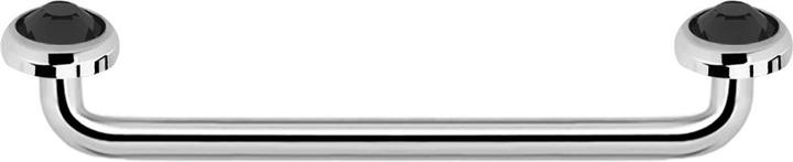 Star Piercing Surface Barbell Innengewinde silber 90° mit zwei Scheiben Kristall schwarz (Chirurgenstahl 316L)