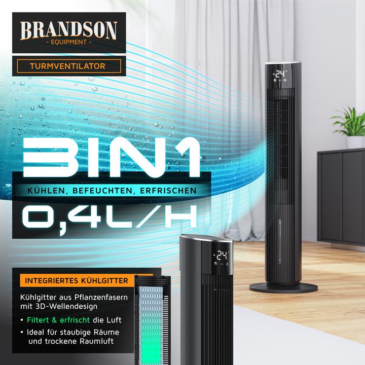 Produktbild Brandson Mobiler Luftkühler mit Wasserkühlung, Klimagerät, 60W, WIFI, Verdunstungskühler, Turmventilator