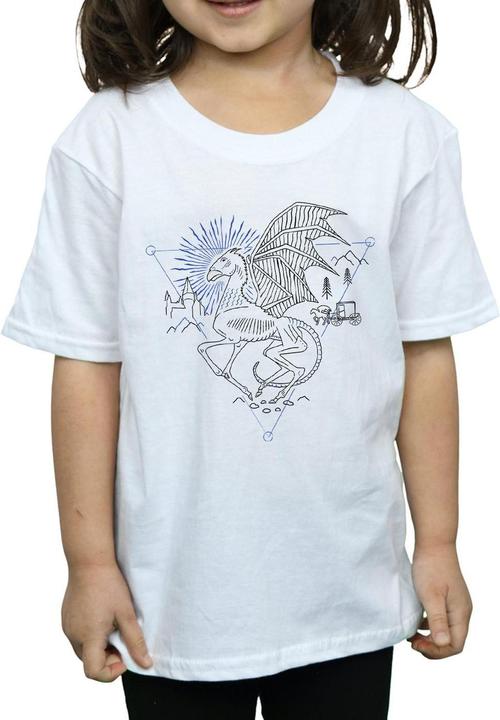 Actual product image Girls Thestral Line Art Cotton T-Shirt (140, 146)