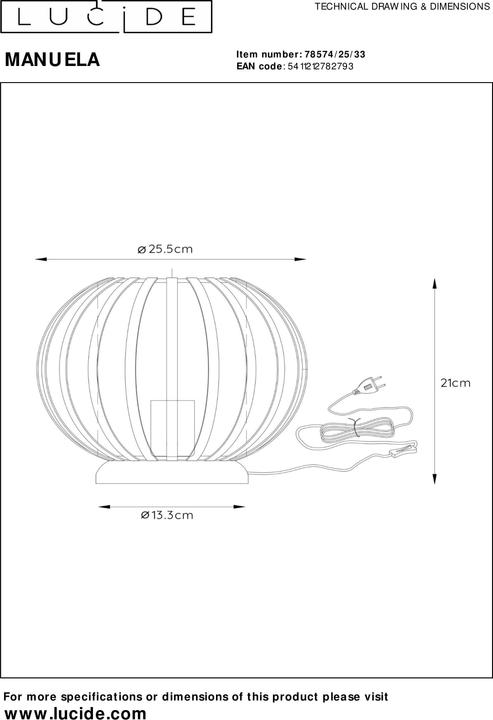 Actual product image Lucide Manuela (E27)