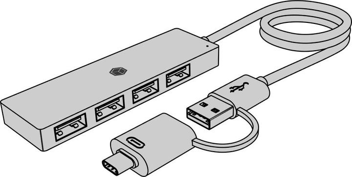Actual product image Icy Box IB-HUB1424-C3 (USB-C, USB-A, 4 Ports)