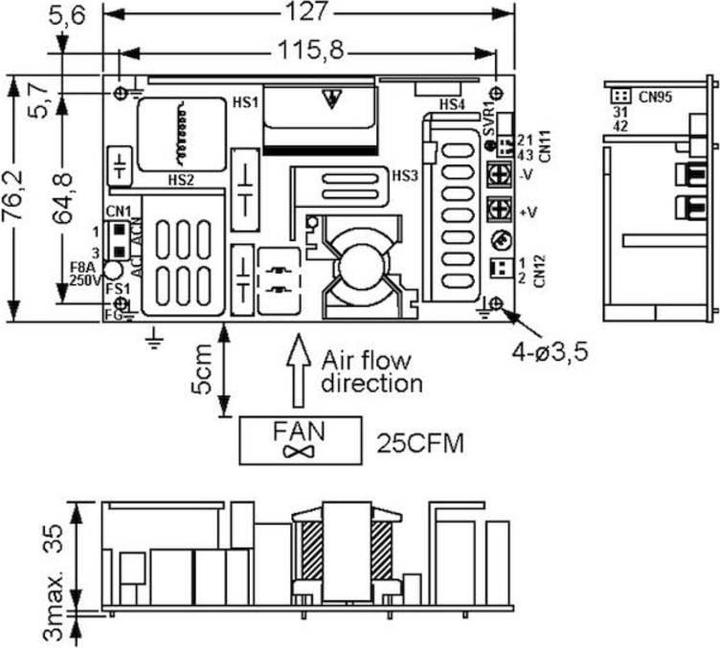Actual product image MeanWell Switching Power Supplies EPP-400 Series Open-frame Single Output Power: 400W