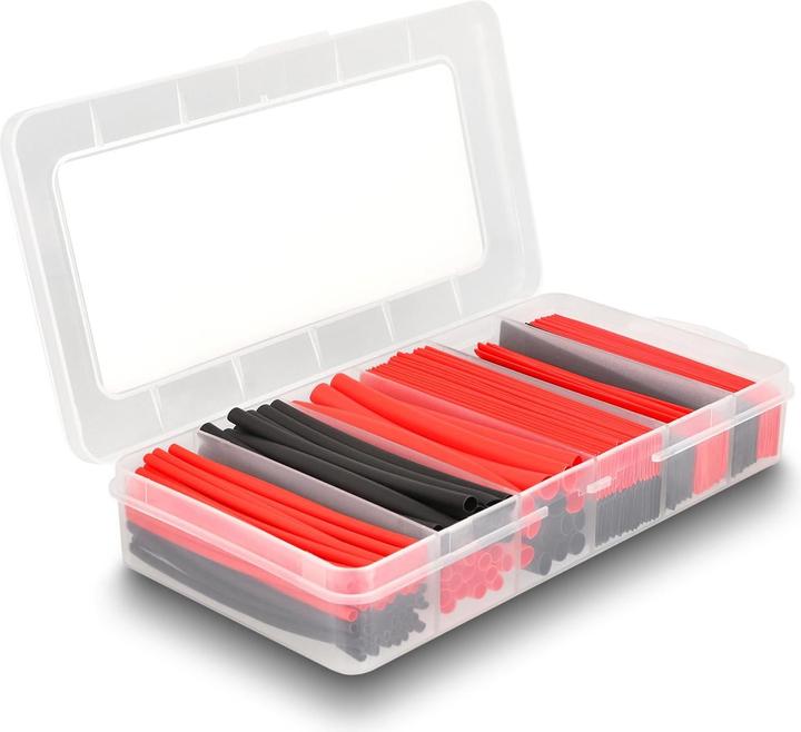 Actual product image Delock Heat shrink tubing assortment box, black/red, 196 pieces (196 x)