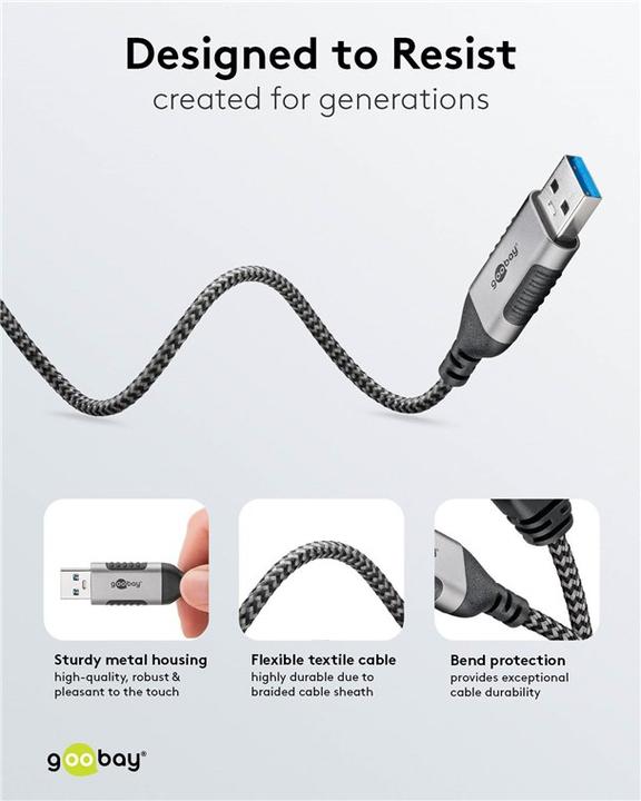 Image du produit Goobay Câble Ethernet USB-A 3.0 vers RJ45, Slim, 7,5 m (USB 3.0, RJ45, RJ45 (1x))