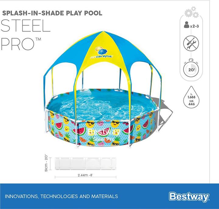 Actual product image Bestway Steel Pro Pool with UV sun protection