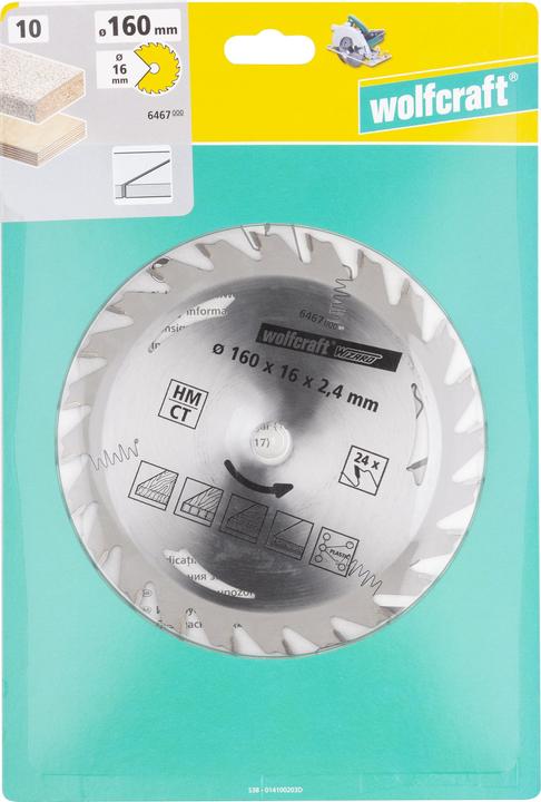 Produktbild wolfcraft wolfcraft 1 Kreissägeblatt HM, 24 Zähne ø160mm