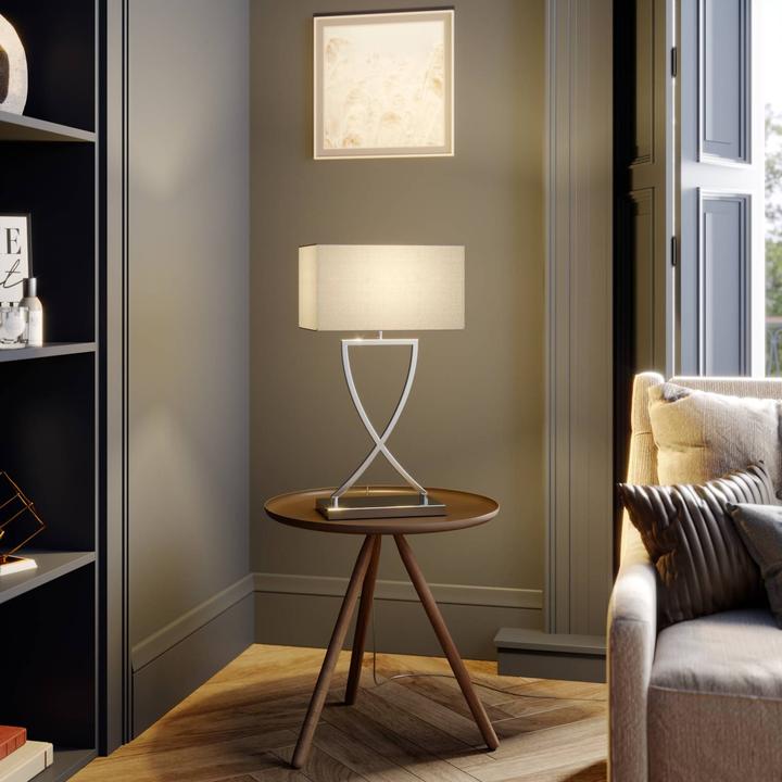Actual product image Lucande Evaine table lamp Chrome/White (E27)