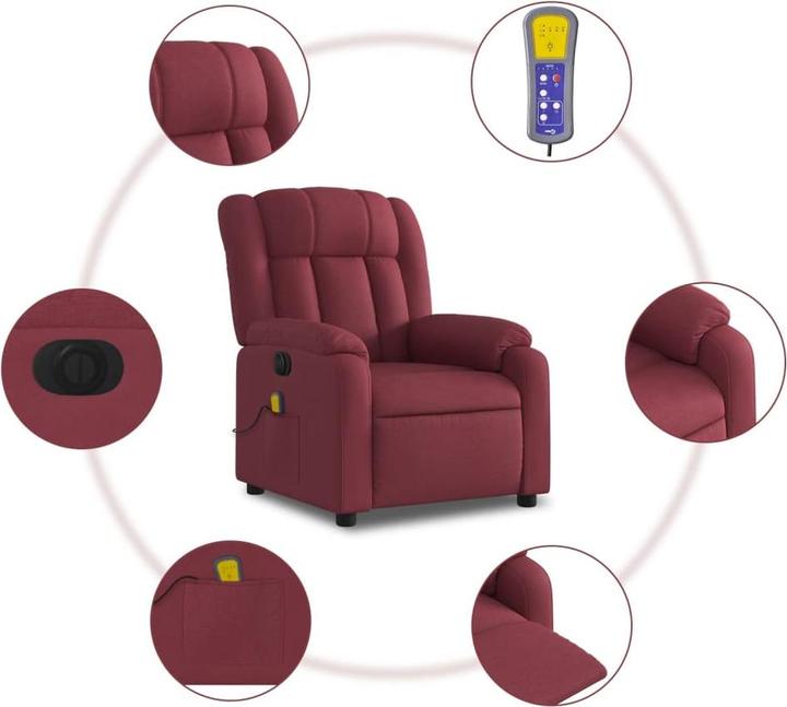 Produktbild VidaXL Massagesessel Fernsehsessel Relaxsessel Sessel Liegesessel Weinrot Stoff