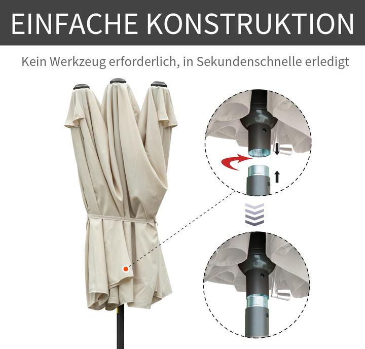 Actual product image Outsunny Double parasol with hand crank (2.70 m)