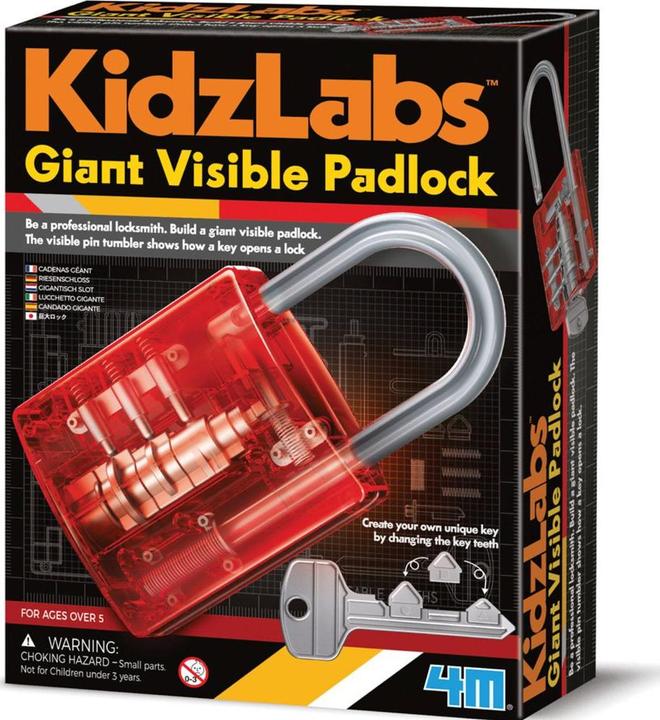 Actual product image 4M DAM Kidzlabs: GIGANT HANGSLOT TRANSPARANT 15cm, met gedetailleerde instructies, in doos 17x22x6c