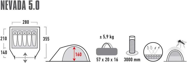 Productafbeelding High Peak Nevada 5.0 (Koepeltent, 5.90 kg, 5 personen)