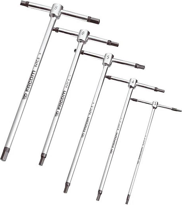 Actual product image Facom 5 Piece T Handle Hexagon Set 3 8mm