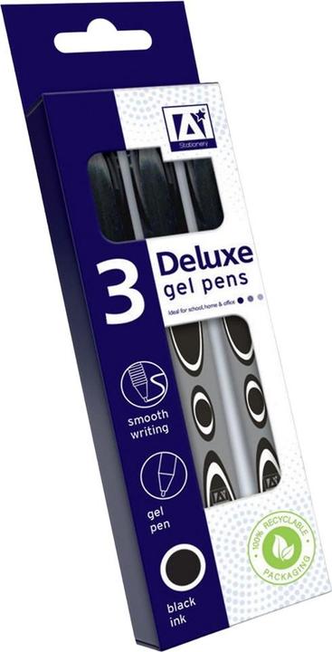 The Design Group Deluxe Gel Pen (Pack of 3) (Black, White, Grey, 3 x)