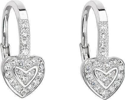 Produktbild Evolution Group Silver earrings with zircon white heart 11189.1 (L)