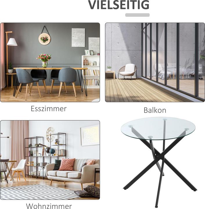 Immagine prodotto Homcom Tavolino con piano in vetro (80 x 80 x 75 cm)