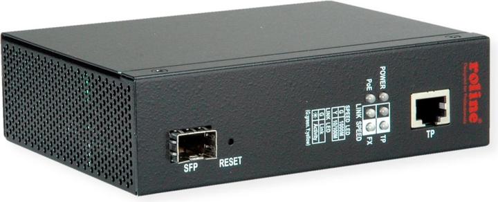 Produktbild Roline Industrie Konverter Gigabit Ethernet - Dual Speed 100/1000 Fiber, mit PoE Funktion