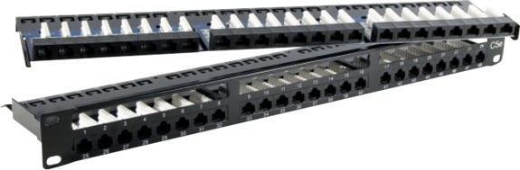 Actual product image Tecline Patch panel, Cat.6, 48 port, UTP, 1 U, 48.30cm (19"), black Cat. 6 patch panel with 48 ports
