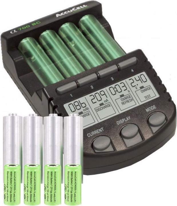 Image du produit AccuCell Lady LR1 Size N NiMH Akku, Ladeadapter und LCD Ladegerät (4 pcs, N, 500 mAh, Piles rechargeables + chargeur)