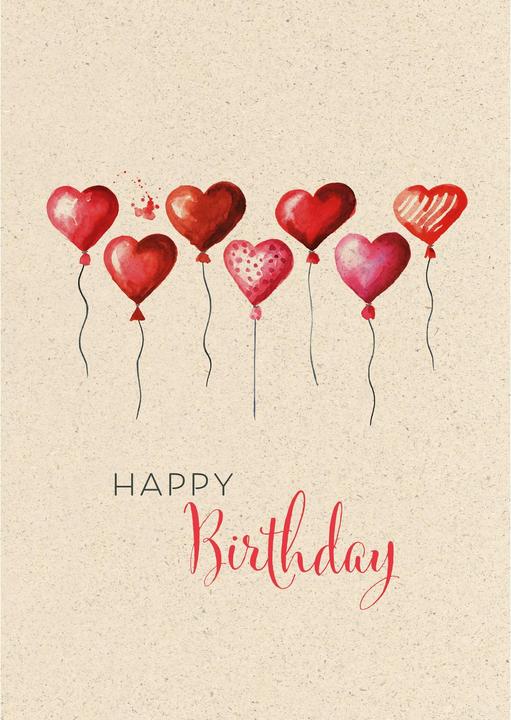 Image du produit Carte d'anniversaire ballons en forme de coeur A4 (1 pcs)