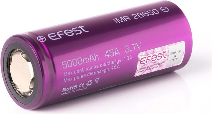 Image du produit Efest Batterie rechargeable Purple IMR26650, non protégée (1 pcs, 26650, 5000 mAh)