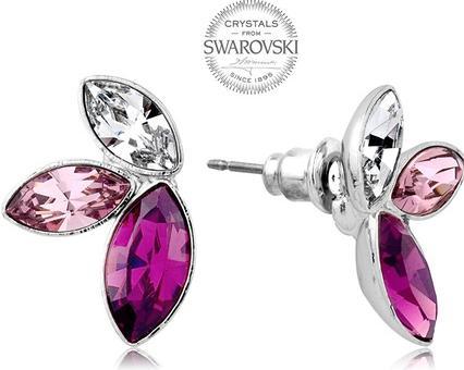 Levien Earrings with three crystals in purple Navette shades (L)