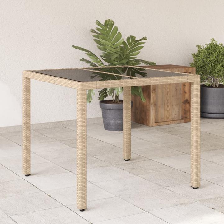 Produktbild VidaXL Gartentisch mit Glasplatte (90 cm)