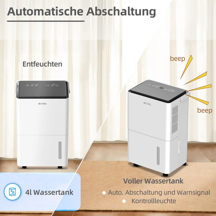 Produktbild Be Cool BC20LEF2301 Luftentfeuchter 20m² 400W 20 l/Tag Weiss, Grau (20 m², 20 l/24h)