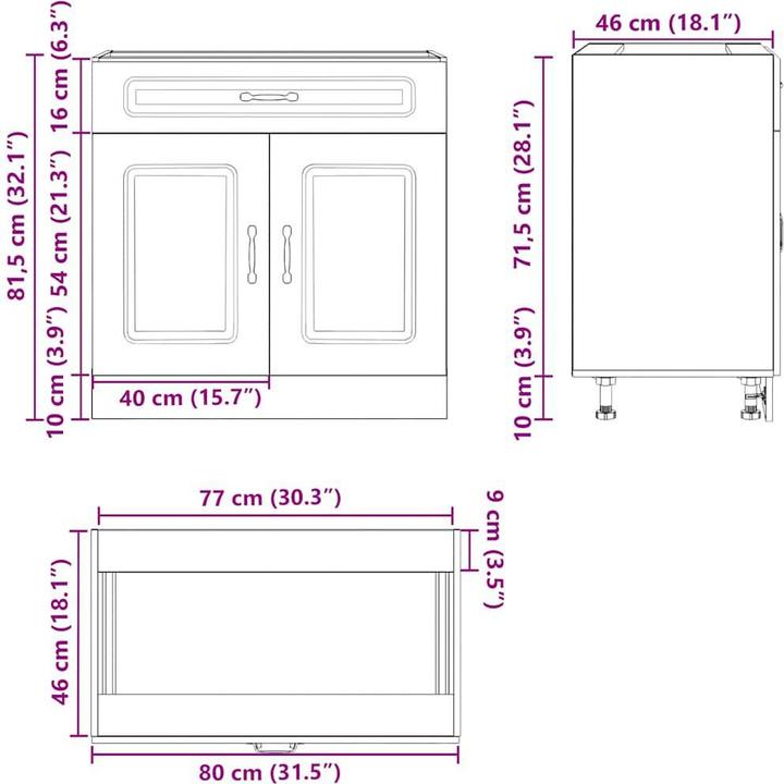 Produktbild VidaXL Küchen-Unterschrank Lucca Betongrau Holzwerkstoff Spülenunterschrank (80 x 46 x 81.5 cm)