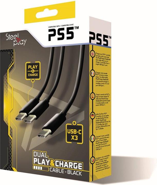 Immagine prodotto Steelplay Cavo di ricarica e gioco doppio per controller 3m nero PS5 (PS5)
