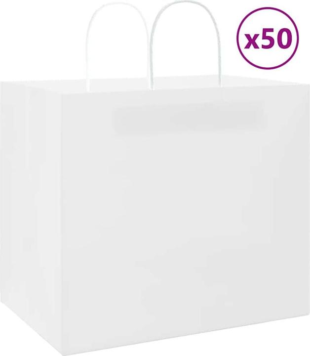 Actual product image VidaXL Kraft paper bags 50 pcs. with handle white 32x22x28 cm paper bag (Gift bag, 50 x)