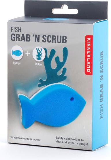 Actual product image Kikkerland Sink Sponge And Holder Fish