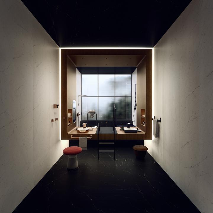 Produktbild hansgrohe AXOR Suite Aufsatzwaschtisch, eckig, 400x400mm, mit Metallrahmen, ohne Überlauf, SolidSur (500 mm, 500 mm)